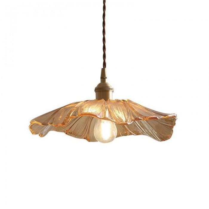 Lampa wisząca designerska, szklana z kloszem lotosu, nowoczesne oświetlenie do salonu.