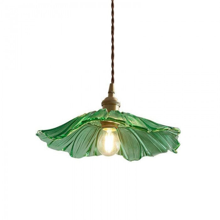 Szklana lampa wisząca z kloszem kwiat lotosu, nastrojowe oświetlenie do każdej jadalni.