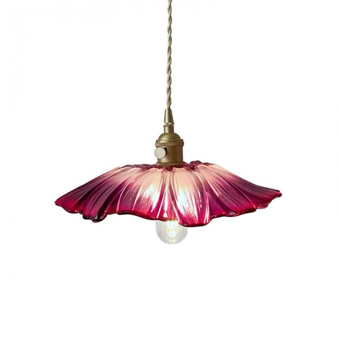 Szklana lampa wisząca z kloszem kwiatu lotosu, nastrojowe oświetlenie do salonu.