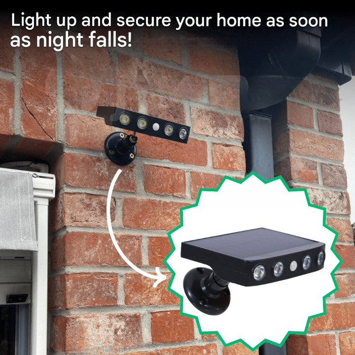 Kompaktowa lampka solarna LED z czujnikiem ruchu do bezprzewodowego oświetlenia ścieżek i podjazdów.
