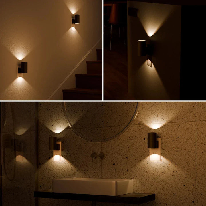 Praktyczna lampka LED do gniazdka, z czujnikiem zmierzchu i regulacją jasności. Design minimalistyczny.