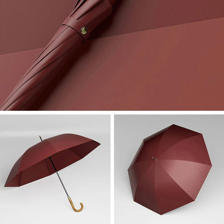 Parasol męski 120 cm z drewnianą rączką, odporny na deszcz. Akcesorium dla eleganckiego mężczyzny.