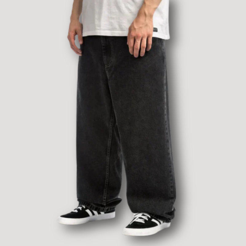 Męskie jeansy baggy skate z szerokimi nogawkami, idealne do streetwearu.