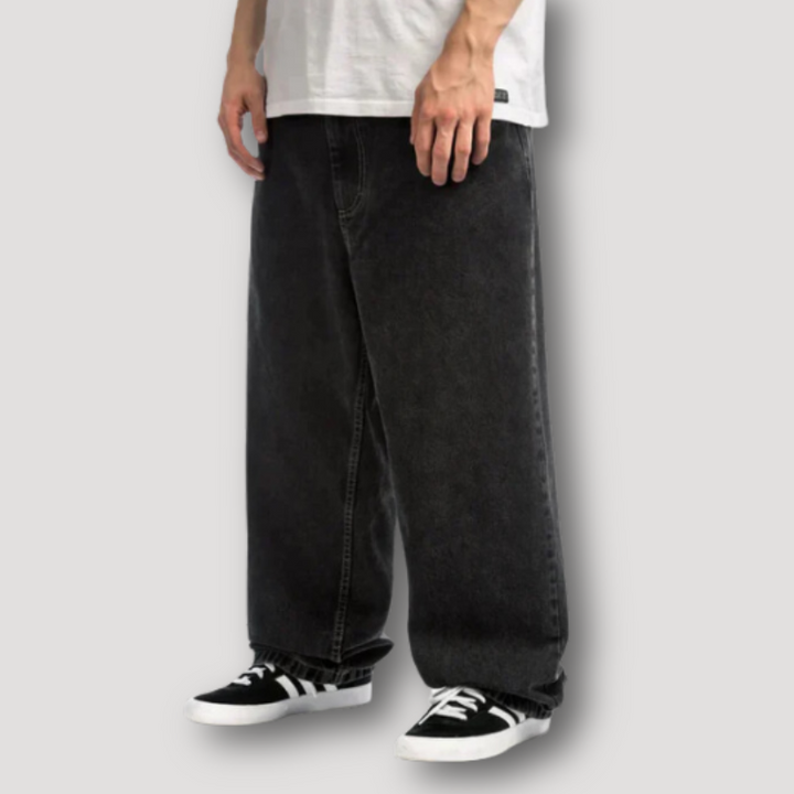 Męskie jeansy baggy skate z szerokimi nogawkami, idealne do streetwearu.
