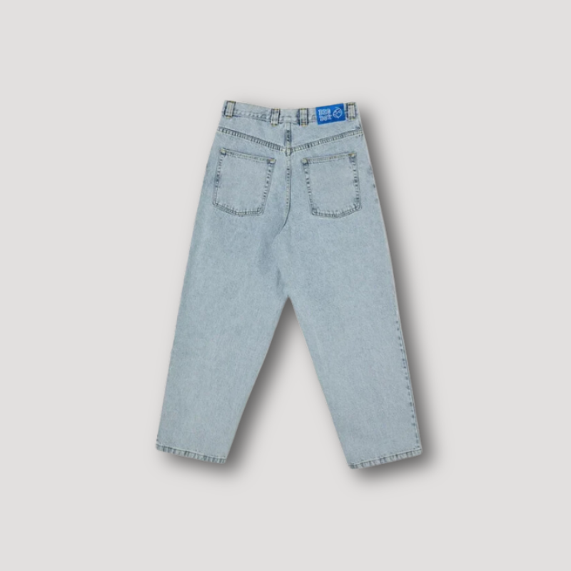 Modne męskie jeansy baggy z szerokimi nogawkami, styl skate, komfortowe, do streetwearu.