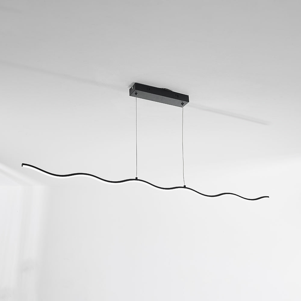 Pełny widok lampy wiszącej LED WaveGlow, elegancki design fala, idealny do współczesnych wnętrz.