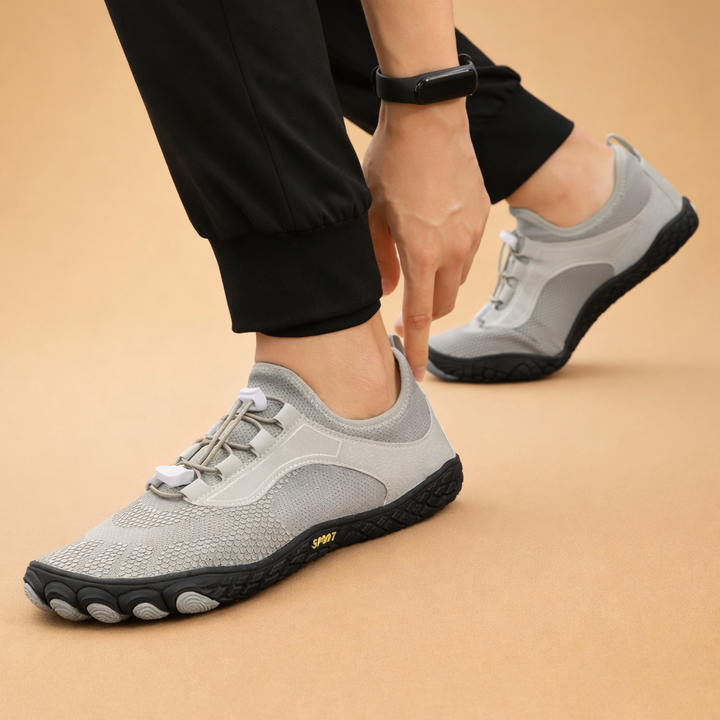 Lekkie męskie buty barefoot z oddychającego materiału, idealne na letnie treningi i spacery.