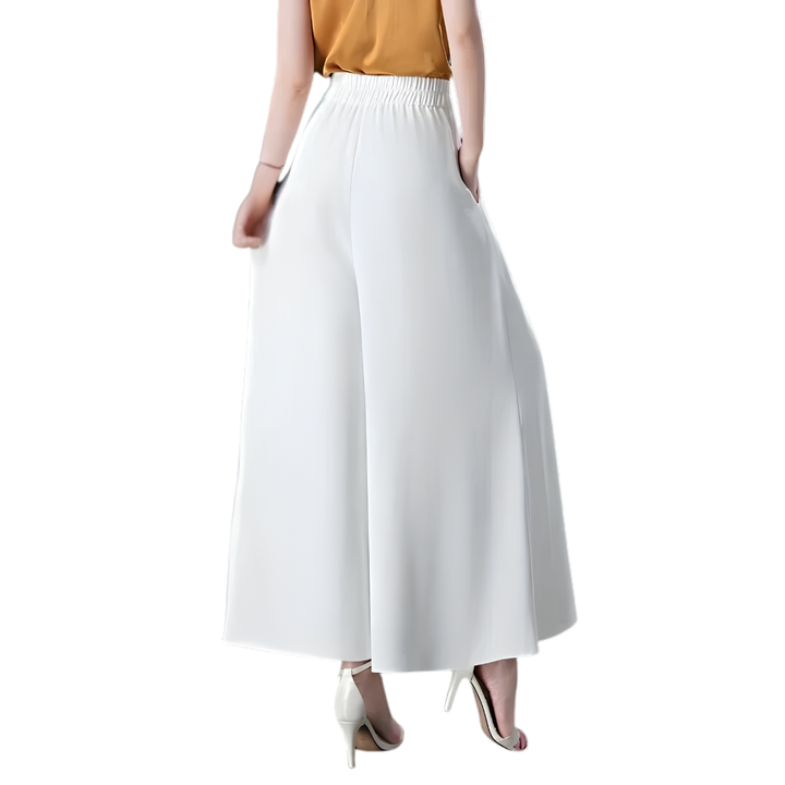 Damskie spodnie wide leg z elastycznym pasem, komfortowe i stylowe, idealne do biura i casual.