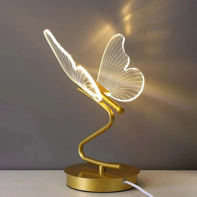 Elegancka lampa stołowa LED z motywem motyla. Doskonała dekoracja i oświetlenie do każdego pomieszczenia.