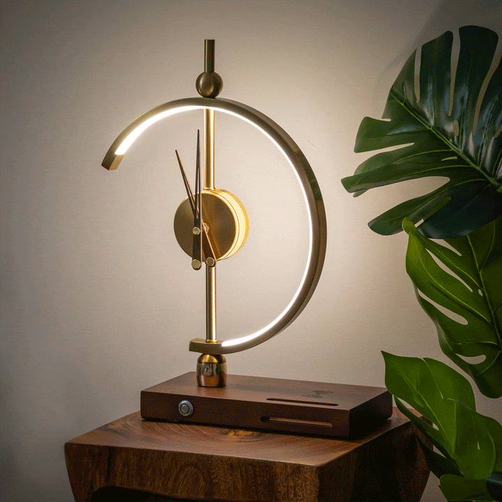 Lampa budzik LED KyotoGlow z ładowarką Qi. Nowoczesne oświetlenie i stacja ładowania do domu/biura.