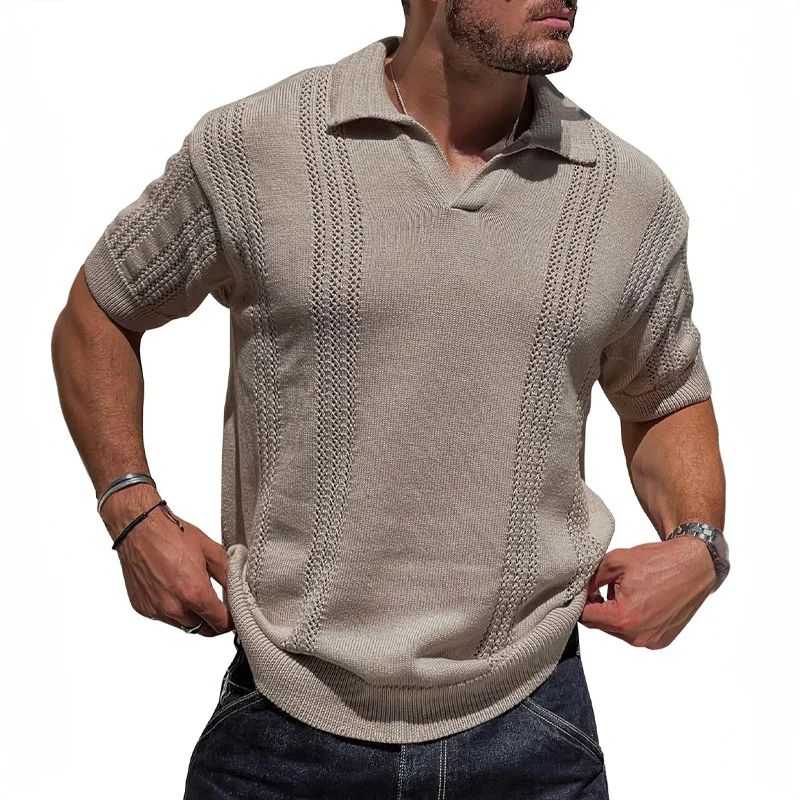 Stylowa męska koszulka polo dzianinowa. Idealna do casualowych i eleganckich letnich stylizacji.
