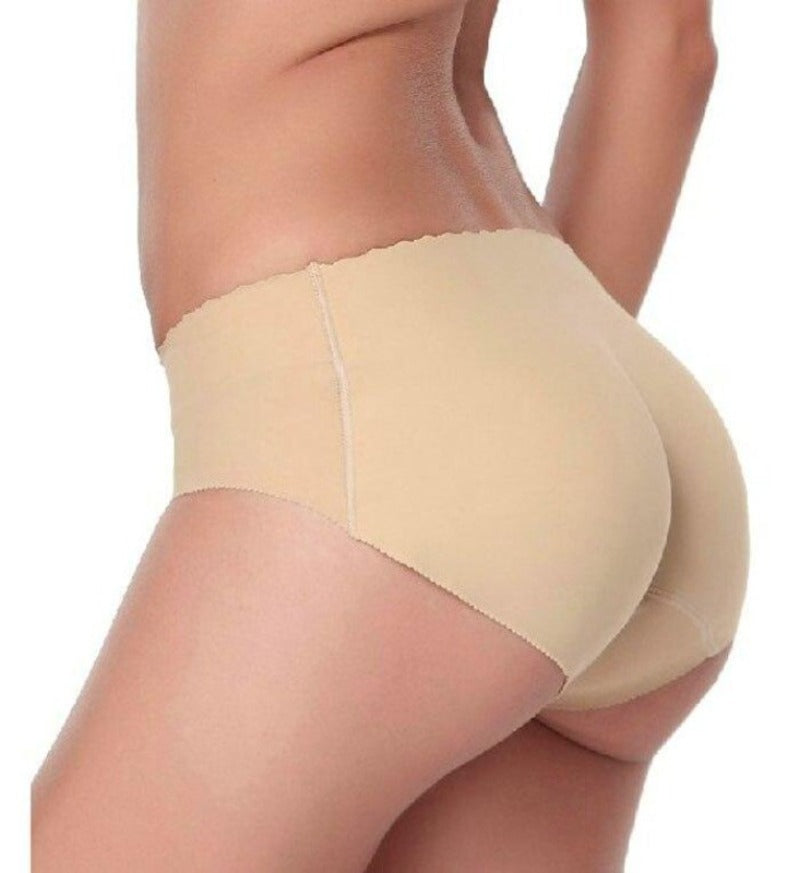 Damskie majtki push-up gładkie, beżowe lub czarne, dyskretnie modelujące sylwetkę, komfortowa bielizna.