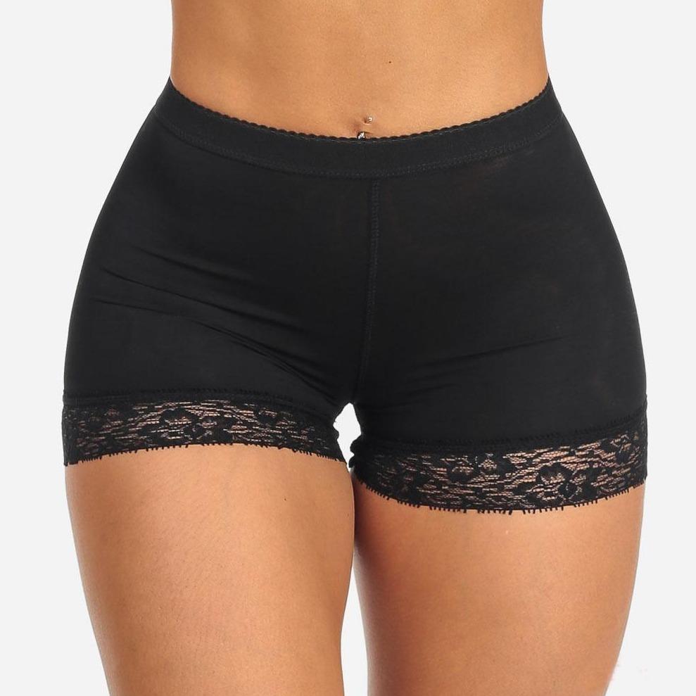 Czarne i beżowe majtki push-up z koronką, wysoki stan, komfortowa bielizna modelująca damska.