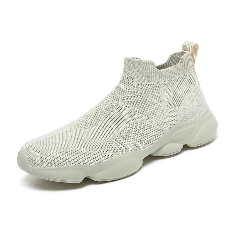 Sneakersy męskie do kostki, beżowe, niezwykle wygodne, idealne na aktywne dni.