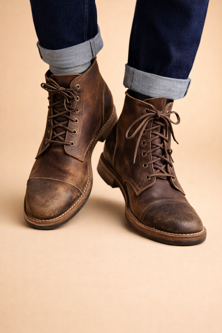 Komfortowe męskie buty sznurowane. Czarne, wykonane z wysokiej jakości skóry, elegancki, casualowy design.