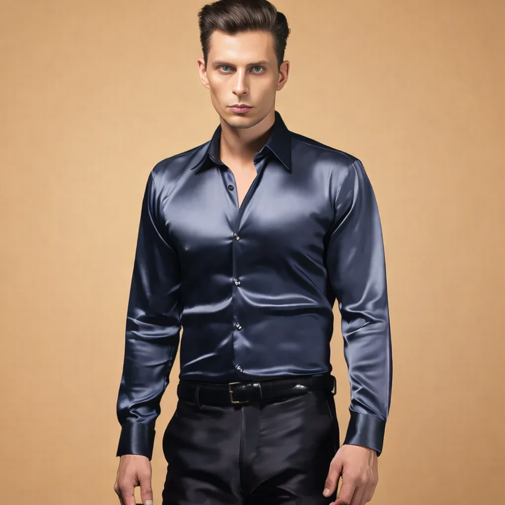 Męska koszulka polo z długim rękawem, elegancki styl biznesowy i smart casual.