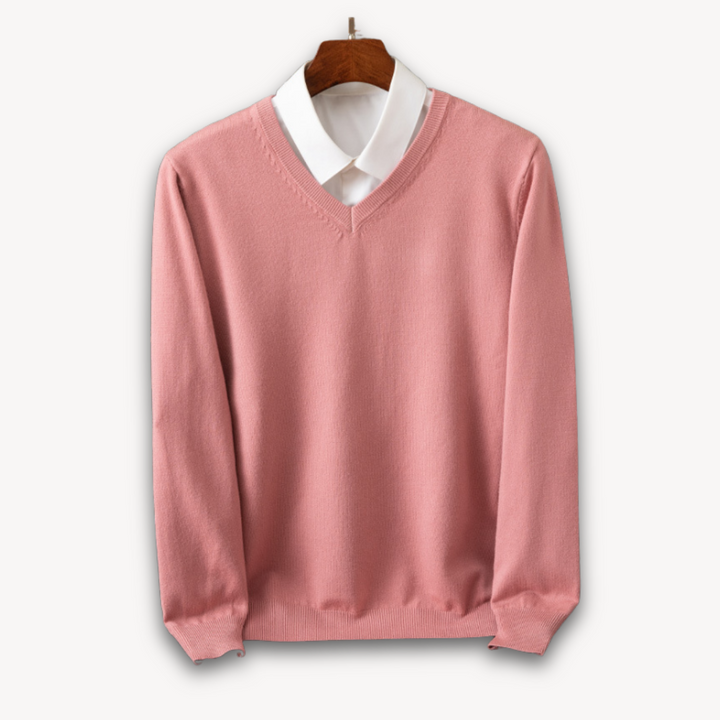 Odzież męska: sweter V-neck, klasyczny krój, komfortowy, uniwersalny na co dzień.