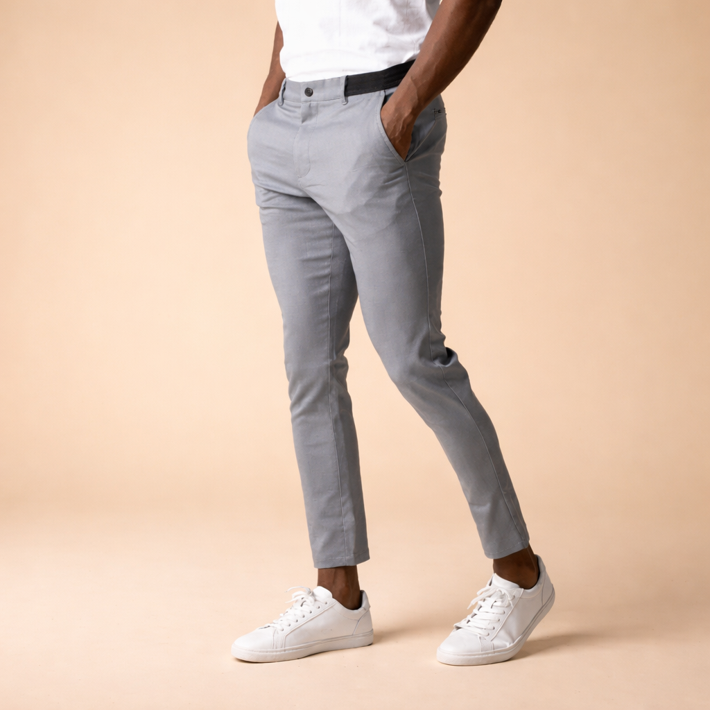 Spodnie męskie slim fit, z wysokiej jakości materiału. Wygodne, eleganckie, pasujące do codziennych i formalnych okazji.