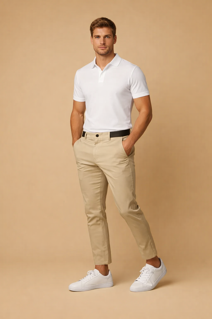 Spodnie męskie slim fit, nowoczesny krój. Wygodne i stylowe, doskonałe do wielu męskich stylizacji.