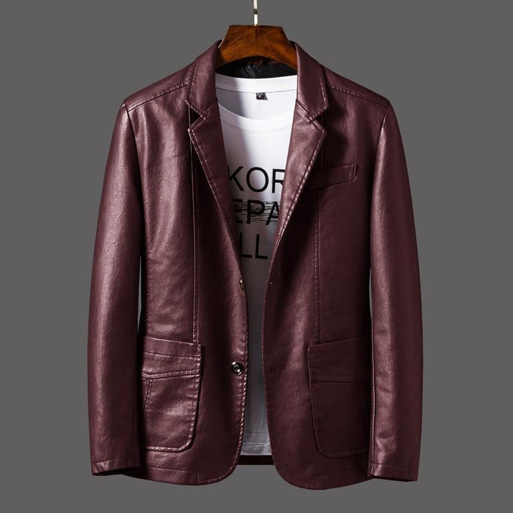 Brązowa męska marynarka skórzana Leonardo. Klasyczny blazer męski, doskonały do stylizacji casualowych i formalnych.