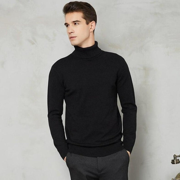 Męski sweter golf, dopasowany krój, idealny na co dzień. Elegancka i ciepła dzianina dla komfortu.