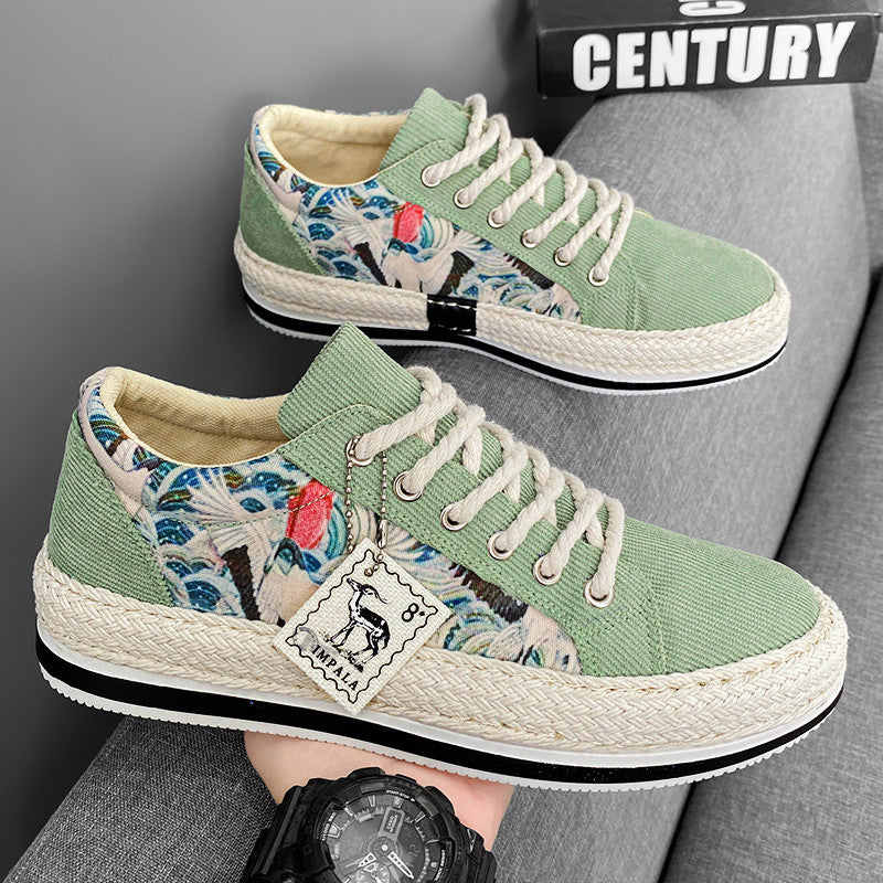 Stylowe męskie sneakersy Aztek Mateo w kolorach czarnym, beżowym i zielonym. Modne obuwie z unikalnym wzorem.