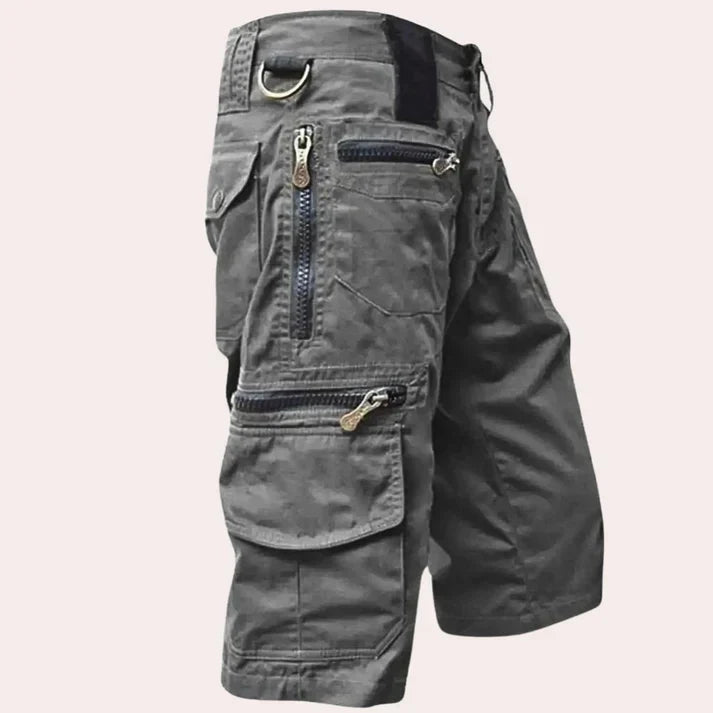 Funkcjonalne szorty męskie Luca cargo, w kolorze khaki, z wytrzymałego materiału, na lato i outdoor.