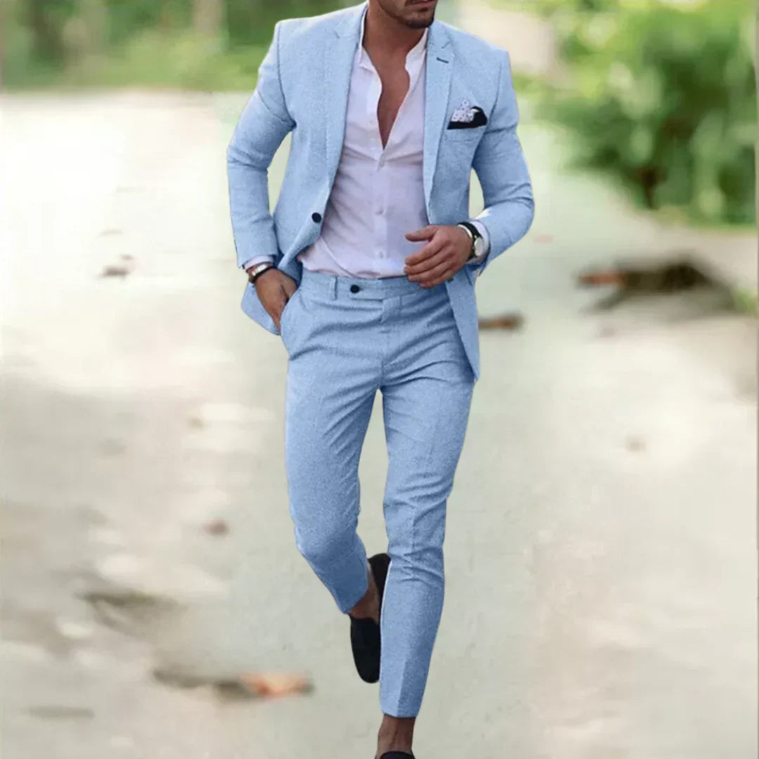 Męski garnitur slim fit Milan. Profesjonalny look na biznesowe spotkania i eleganckie eventy. Lekki.