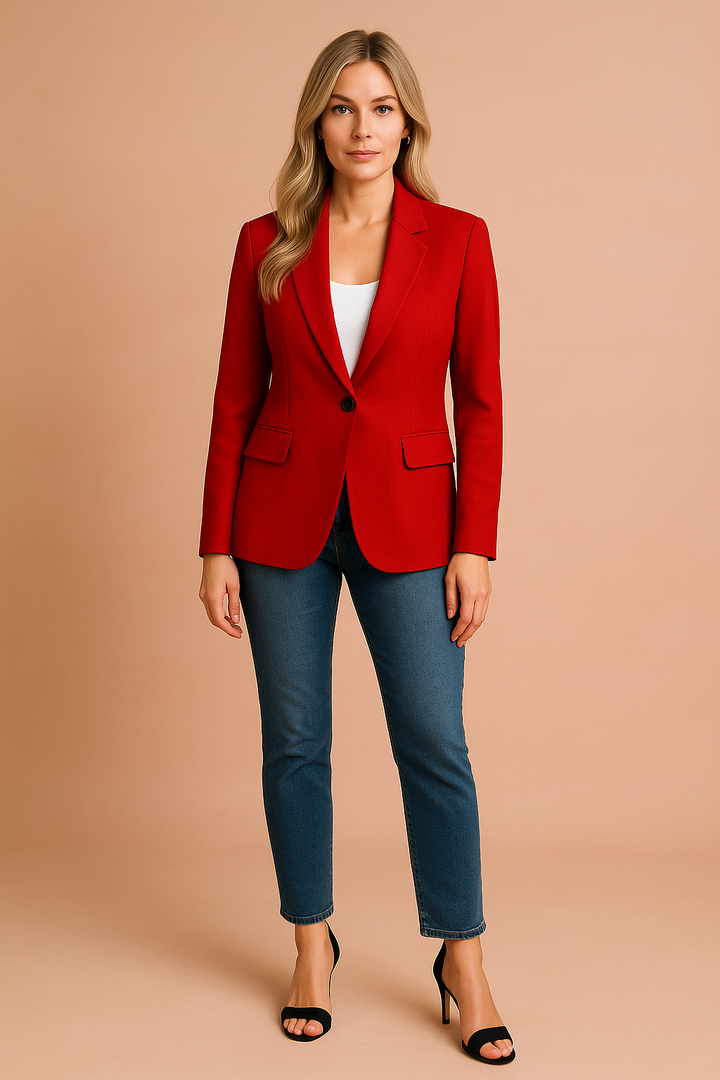 Damska marynarka klasyczna, elegancka, idealna do biura i formalnych stylizacji. Wszechstronna i modna.