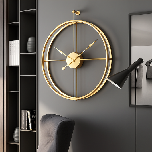 "Moderne zwarte/grijze wandklok met stil quartz uurwerk, elegant en minimalistisch design. Formaat: 55/60 cm diameter."