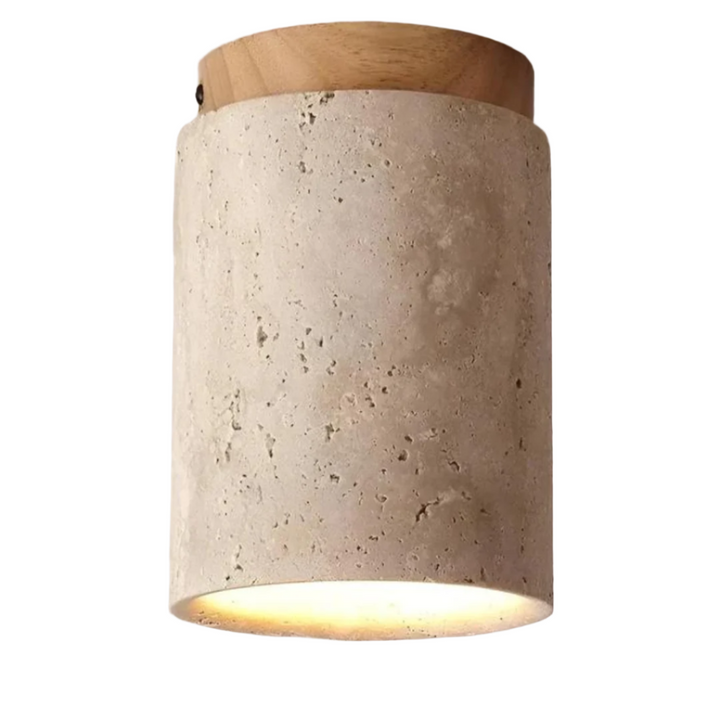 Nowoczesna lampa sufitowa LED z efektem trawertynu, okrągła, japoński design Wabi Sabi.