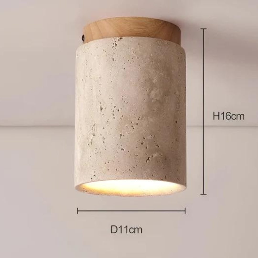 Prosta, elegancka lampa sufitowa LED, okrągła. Japoński design Wabi Sabi dla minimalistycznych wnętrz.