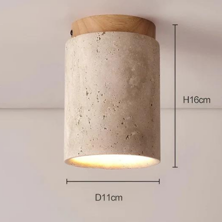 Prosta, elegancka lampa sufitowa LED, okrągła. Japoński design Wabi Sabi dla minimalistycznych wnętrz.