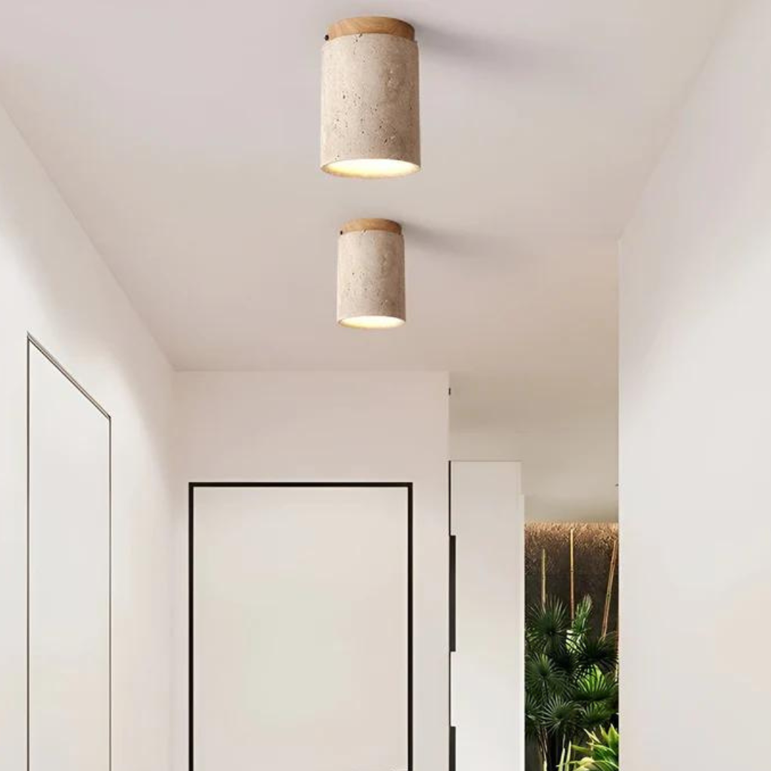 Dekoracyjna lampa sufitowa LED, okrągła. Minimalistyczny design japoński Wabi Sabi do nowoczesnego domu.