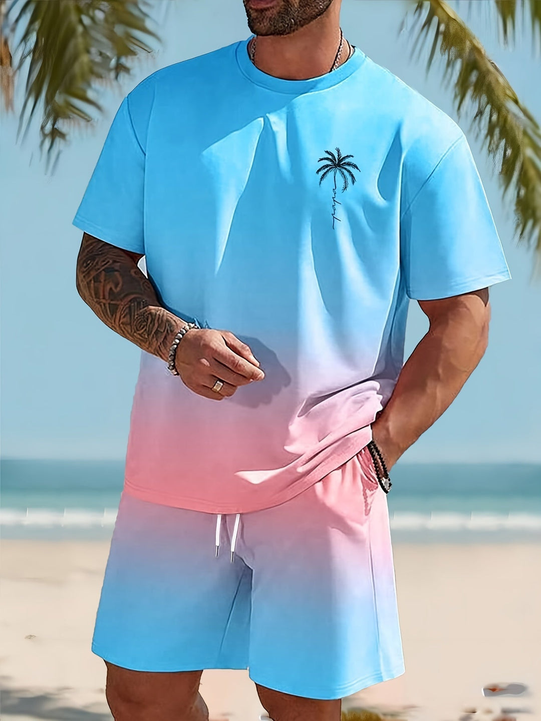 Męski letni zestaw CoolFlex: przewiewny t-shirt i szorty dla maksymalnego komfortu na co dzień.