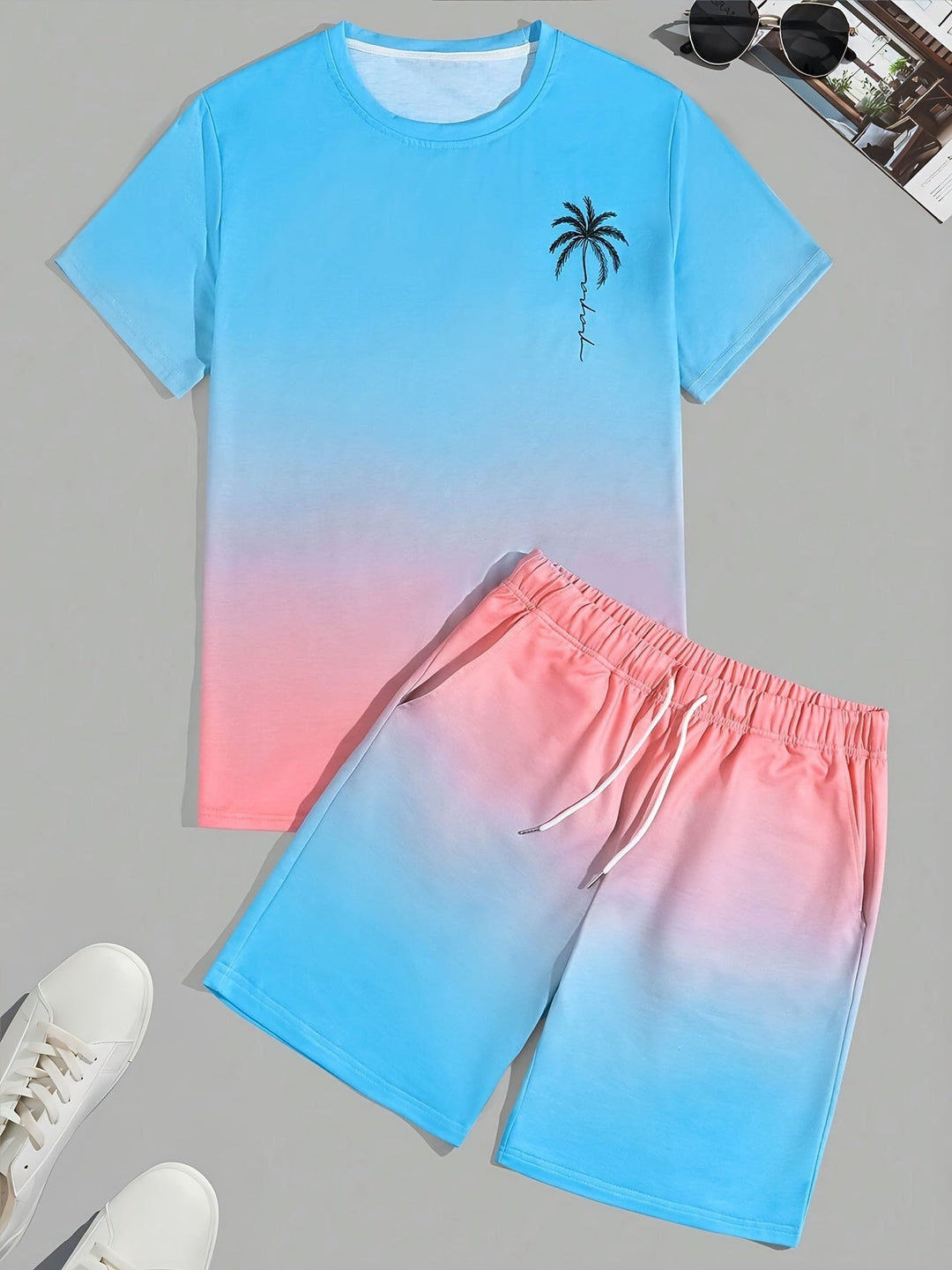 Komplet CoolFlex: męski t-shirt i szorty, lekkie i przewiewne, idealne na upalne dni i sport.