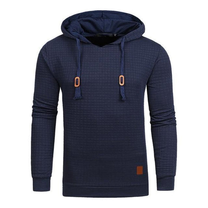 Męska bluza z kapturem, nierozpinana, z modnym wytłaczanym wzorem. Wygodna odzież casual.