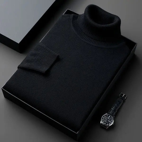 Ciepły sweter męski z golfem, elegancki i casualowy. Modna odzież męska.