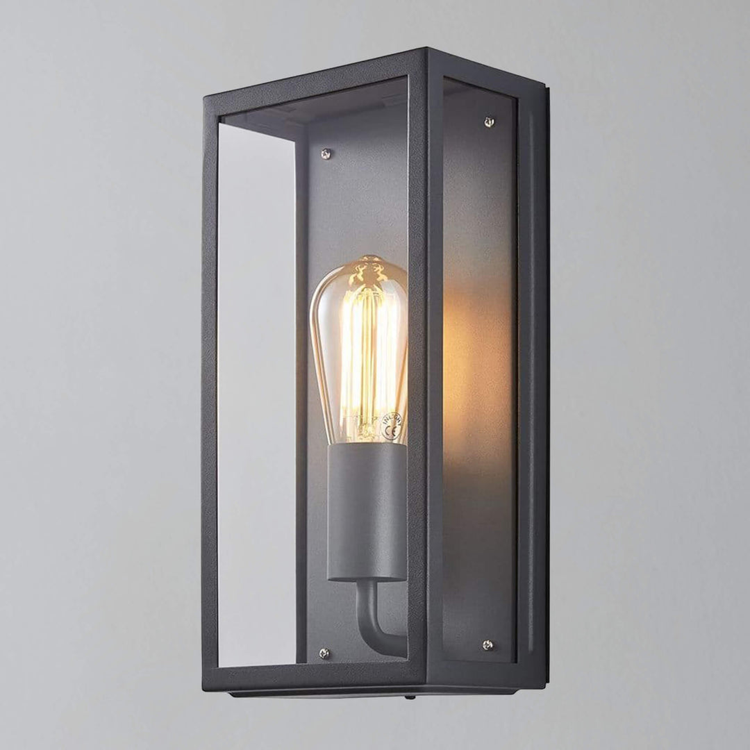 Antracytowa lampa ścienna zewnętrzna, nowoczesna, wodoodporna. Idealna na taras, elewację, do ogrodu.