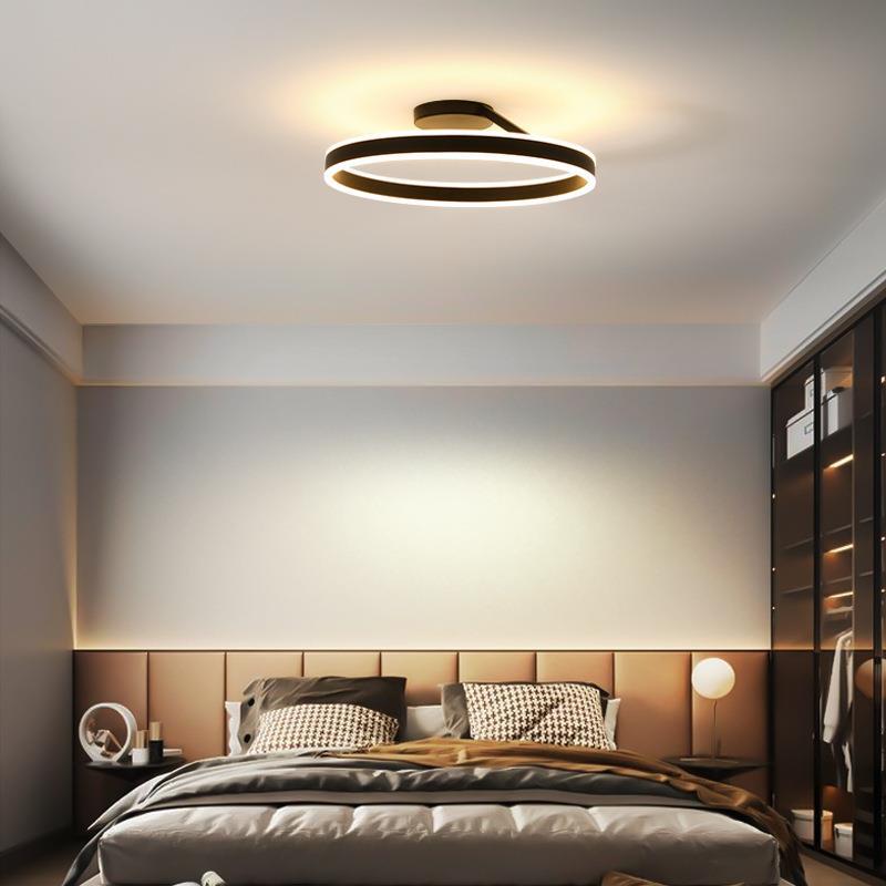 Nowoczesna lampa sufitowa LED Luminara, czarna, idealne oświetlenie do sypialni.