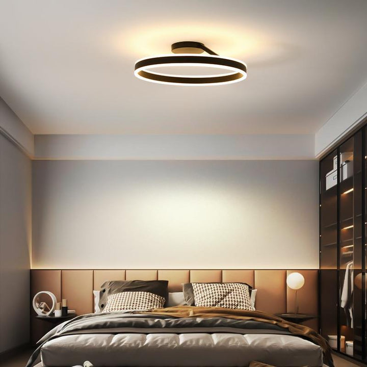 Nowoczesna lampa sufitowa LED Luminara, czarna, idealne oświetlenie do sypialni.