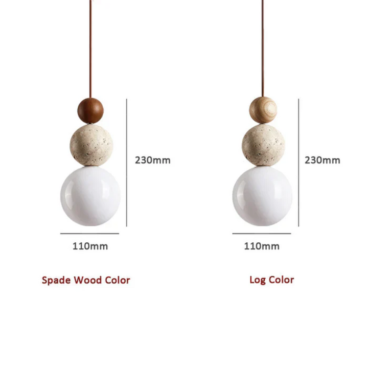 Designerska lampa NaturaLuxe. Klosz z trawertynu, detale z mahoniu. Stylowa dekoracja do wnętrz.