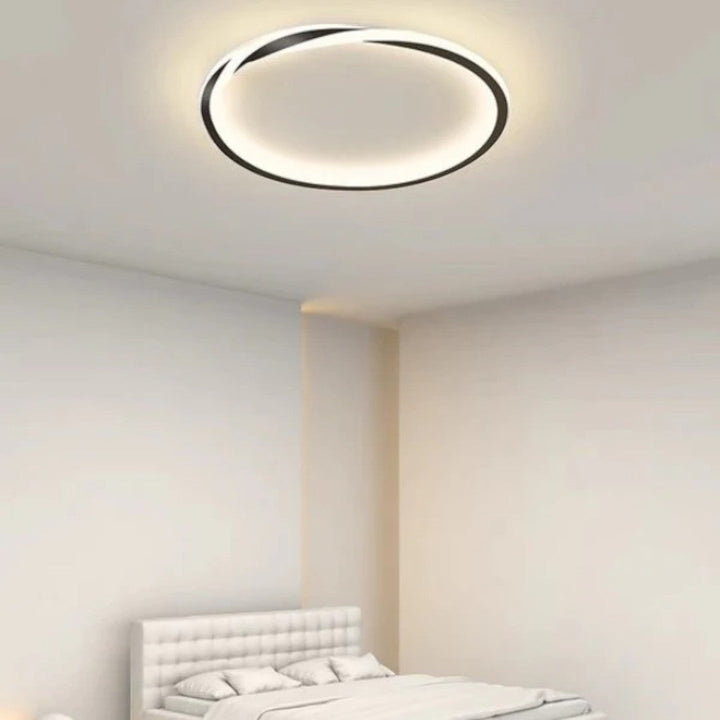Minimalistyczna lampa sufitowa LED okrągła, ściemniana. Oświetlenie do przedpokoju.