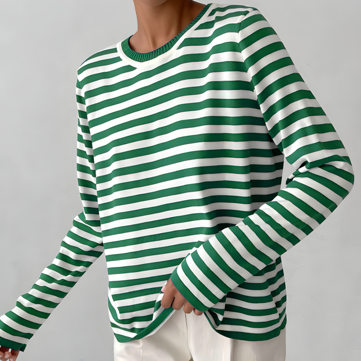 Damski sweter Stella w paski, elegancki i casualowy. Must-have w każdej kobiecej garderobie.