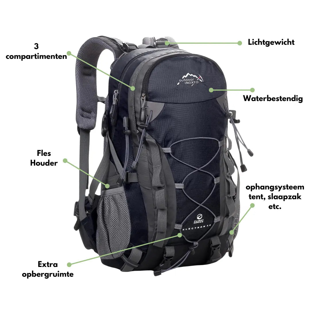 Wytrzymały plecak trekkingowy ExplorerMax 40L z ergonomicznym systemem nośnym, na długie wycieczki.