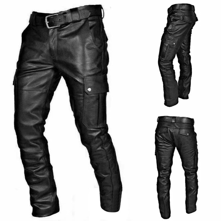 Spodnie męskie RoadVance, skórzane, slim fit, czarne. Rockowy styl i uniwersalność do casualowych outfitów.