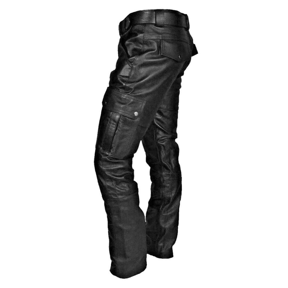 Stylowe męskie spodnie motocyklowe RoadVance, czarne. Idealne dla fanów rocka i mody streetwear.