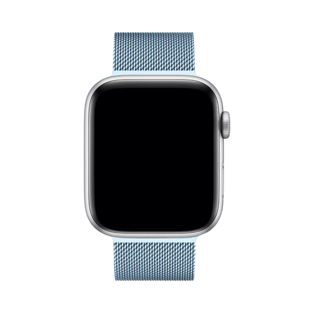 Srebrny pasek Milanese do Apple Watch, elegancki design. Podkreśla klasę zegarka.