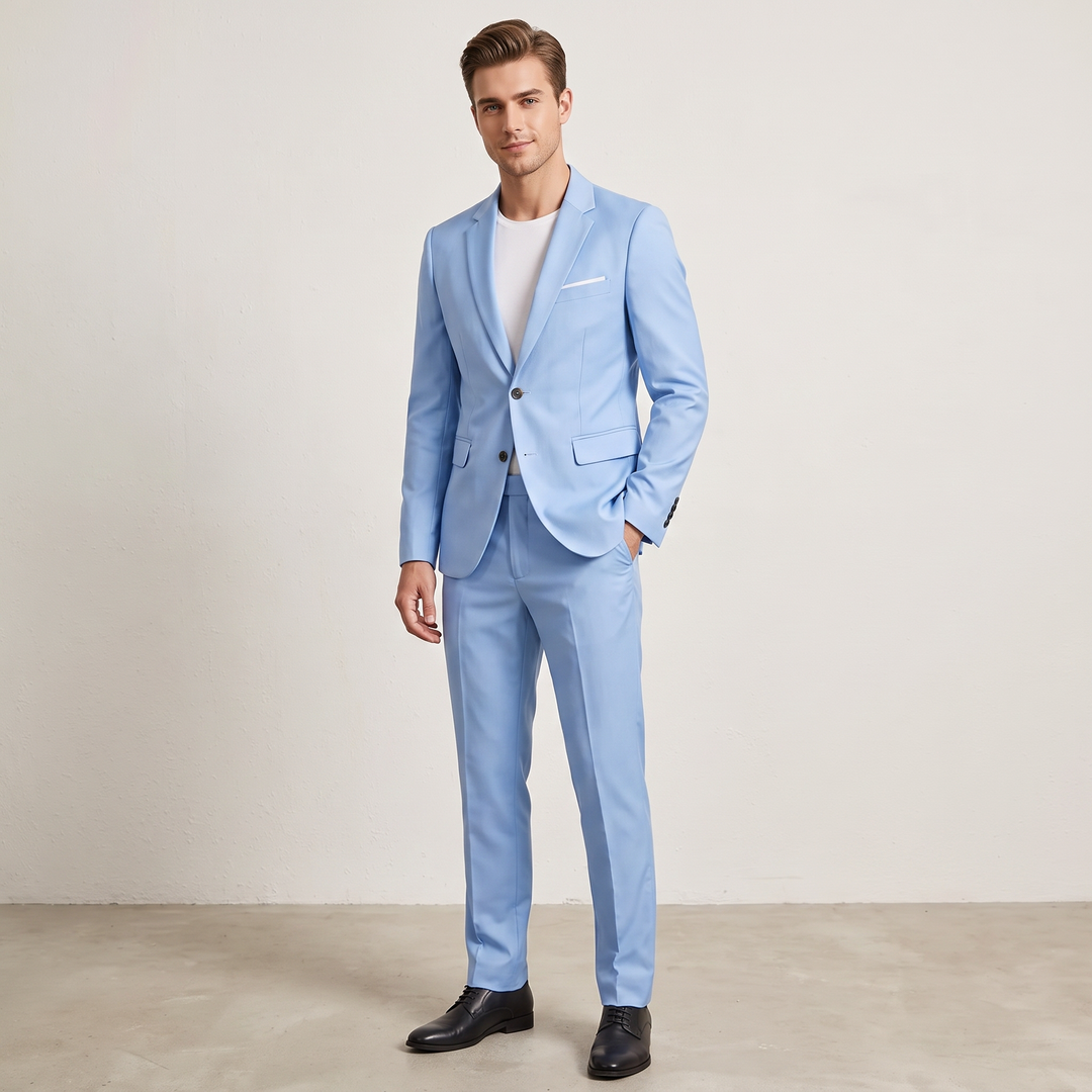 Stylowy garnitur męski na wesele, elegancki zestaw dla Pana Młodego lub gościa. Moda męska.