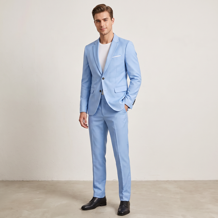 Stylowy garnitur męski na wesele, elegancki zestaw dla Pana Młodego lub gościa. Moda męska.